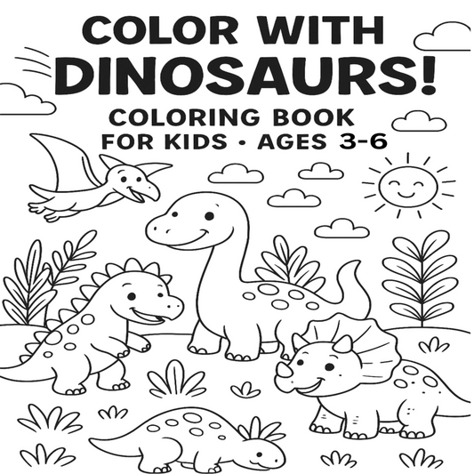 🦕  Dino Fun! Coloring Book for Kids Ages 3–6